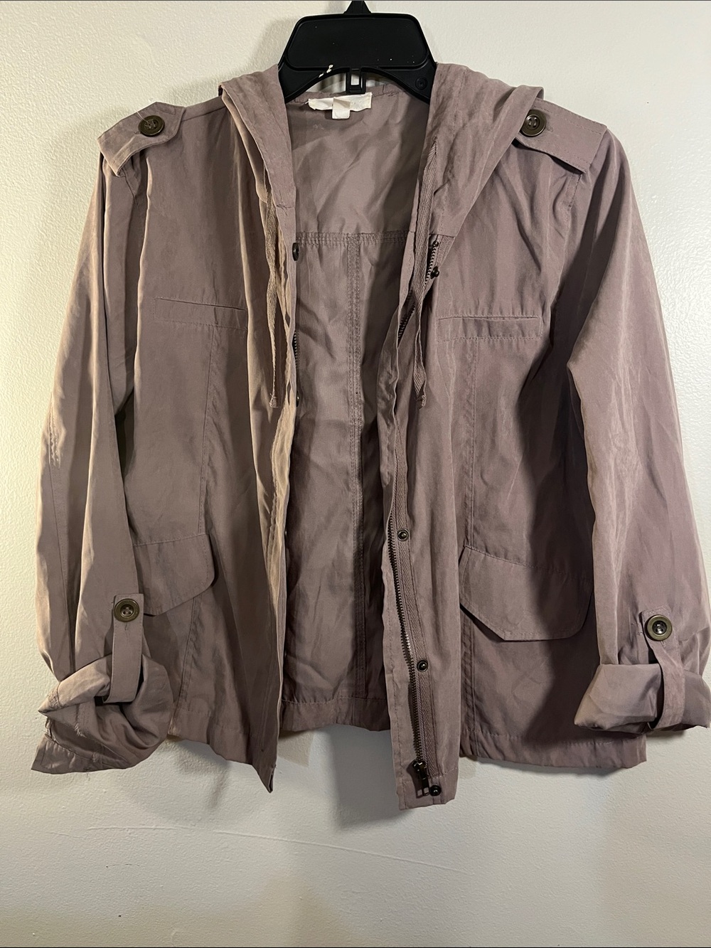 mine Dusty Mauve Hooded Utility Jacket